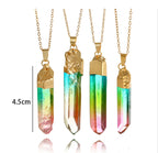 Natural Stone Crystal Irregular Colorful Pendant Necklace