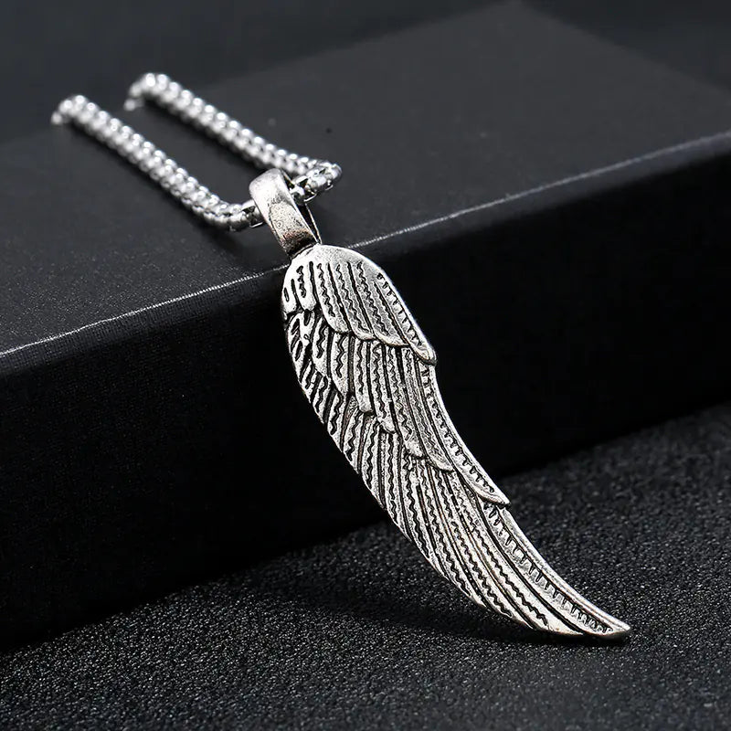 Hip Hop Style Men's Feather Pendant Necklace Set