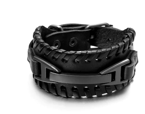 Genuine Leather Braided Macrame Bracelet for Men