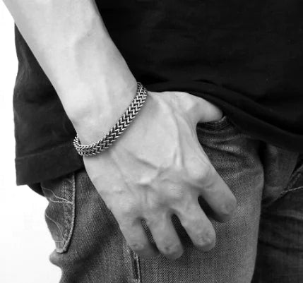 Titanium Steel Double Row Bracelet for Men
