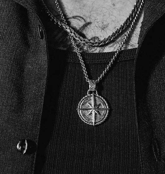 Compass Pendant Alloy Necklace for Men