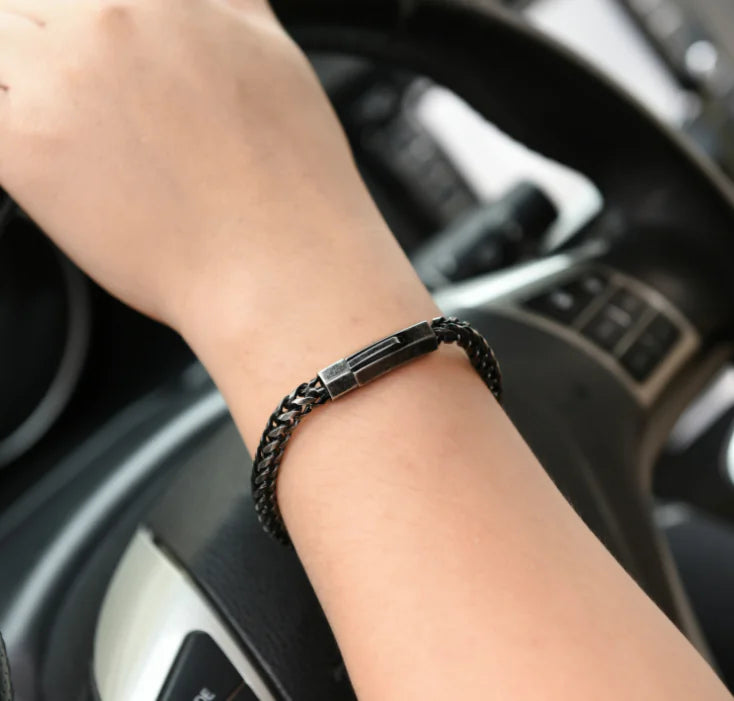 316L Stainless Steel Curved Link Chain Men's Bracelet