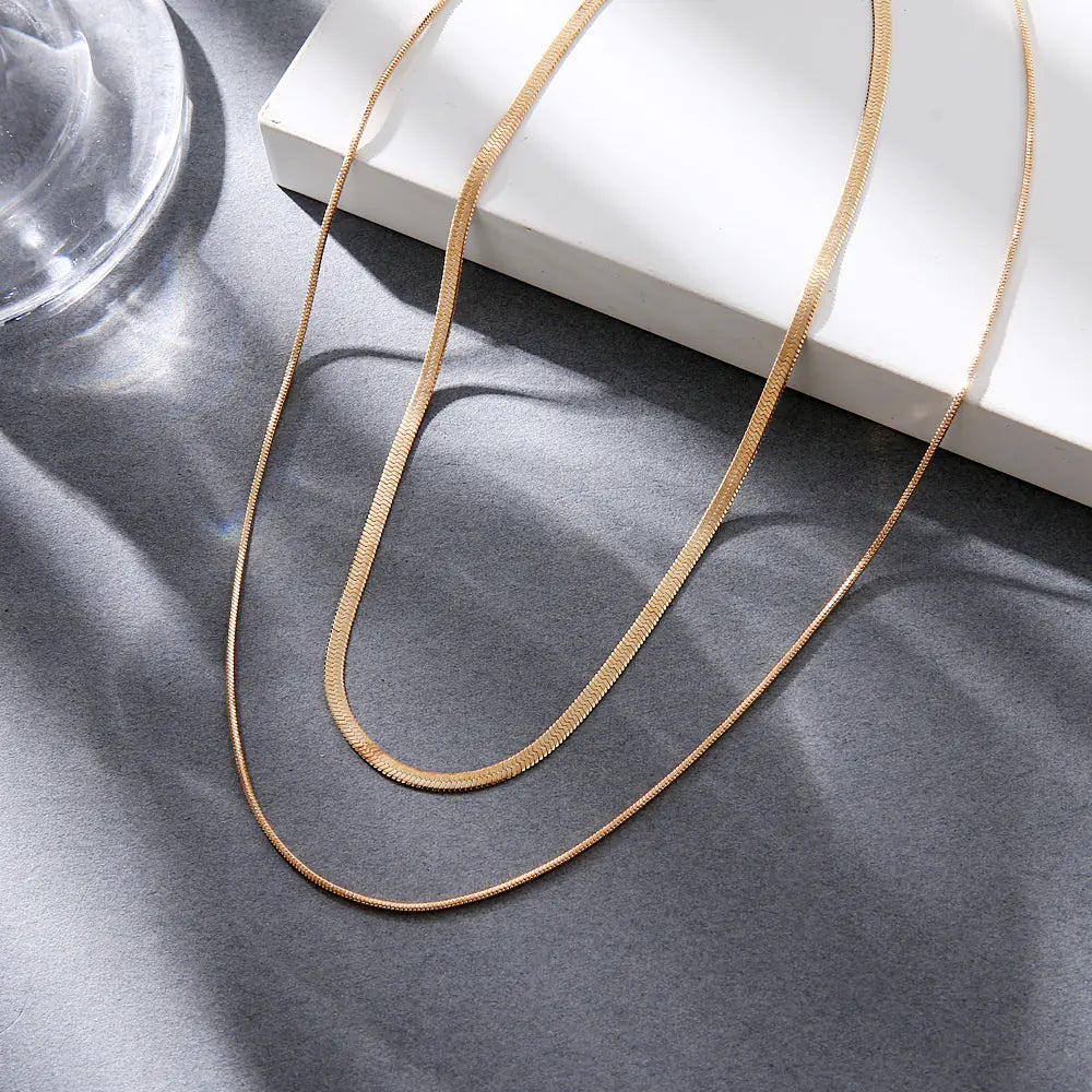 Gold Alloy Multi-Layered Snake Bone Women's Necklace
