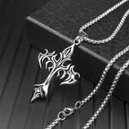 Men's Steel Warrior Cross Pendant Necklace