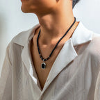 Men's Hip Hop Tiger Stone Beaded Necklace