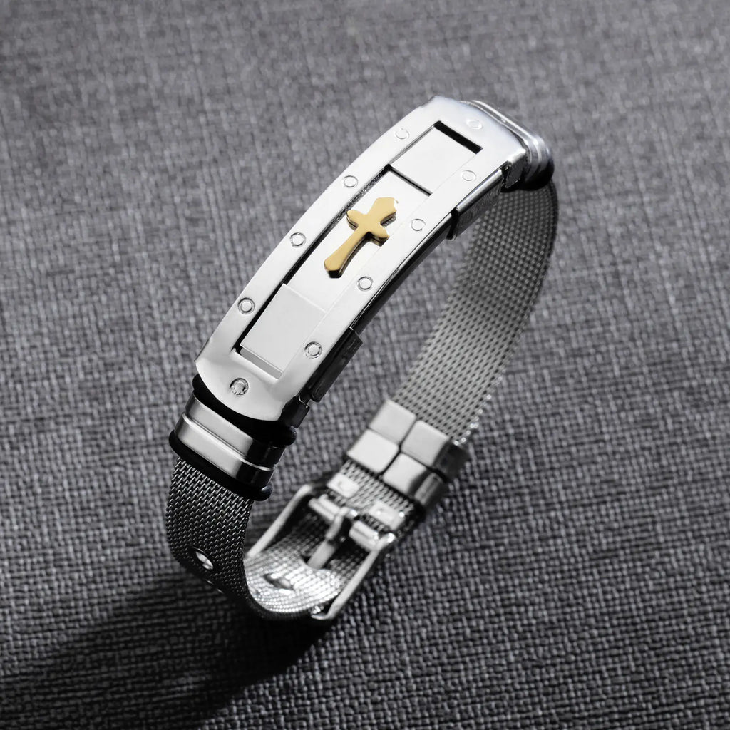 Titanium Steel Cross Bracelet for Men