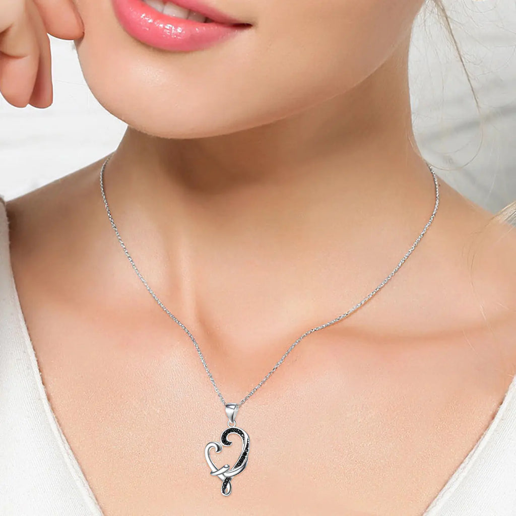Heart Hug Pendant and Diamonds Women's Necklace