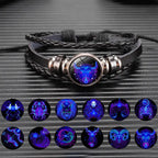 Zodiac Constellation Braided Leather Bracelet