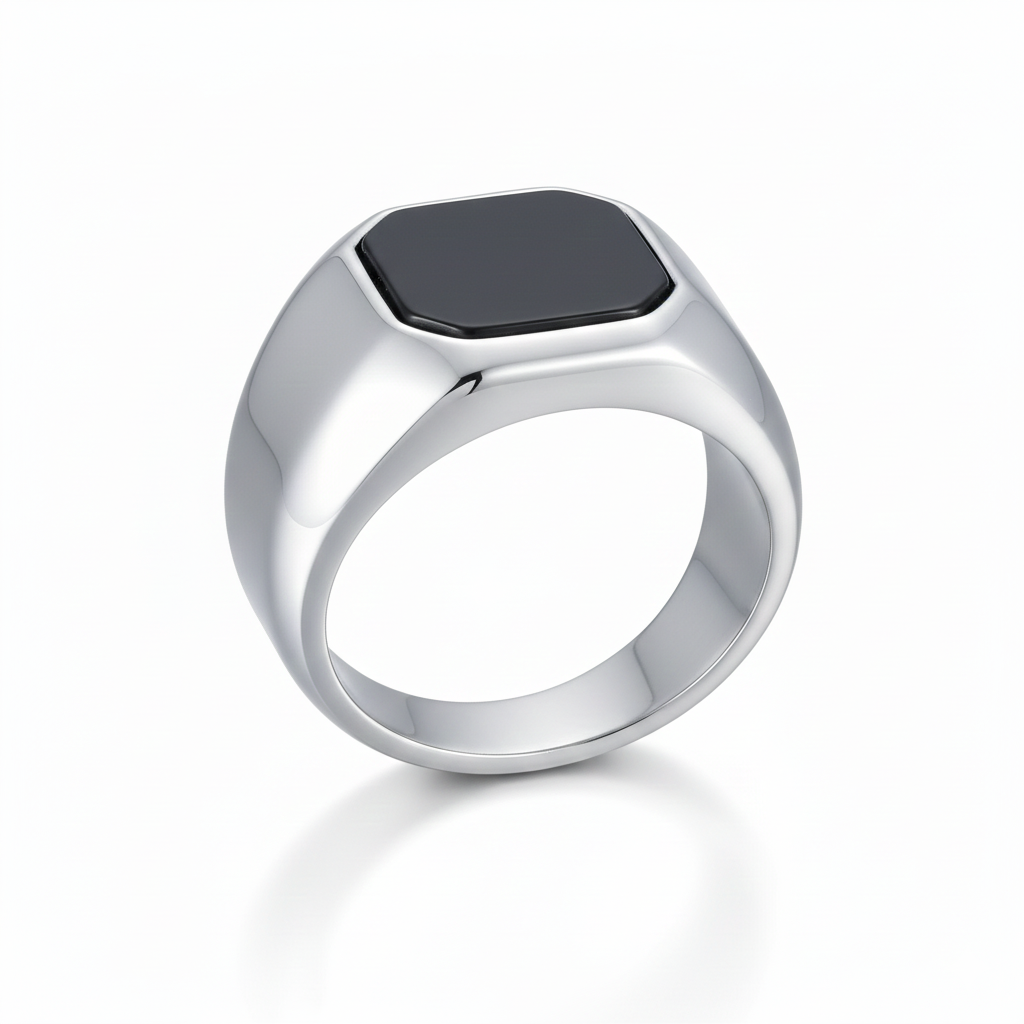 The Hexa Black Signet Ring for Men