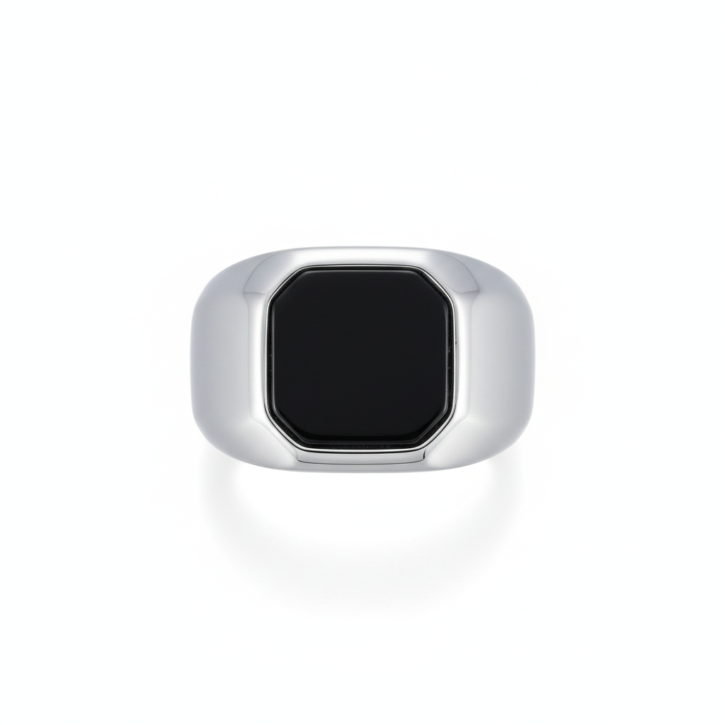 The Hexa Black Signet Ring for Men
