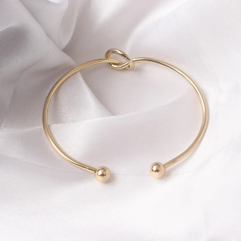 Elegant Gold Open Knot Cuff Bangle Bracelets For Women