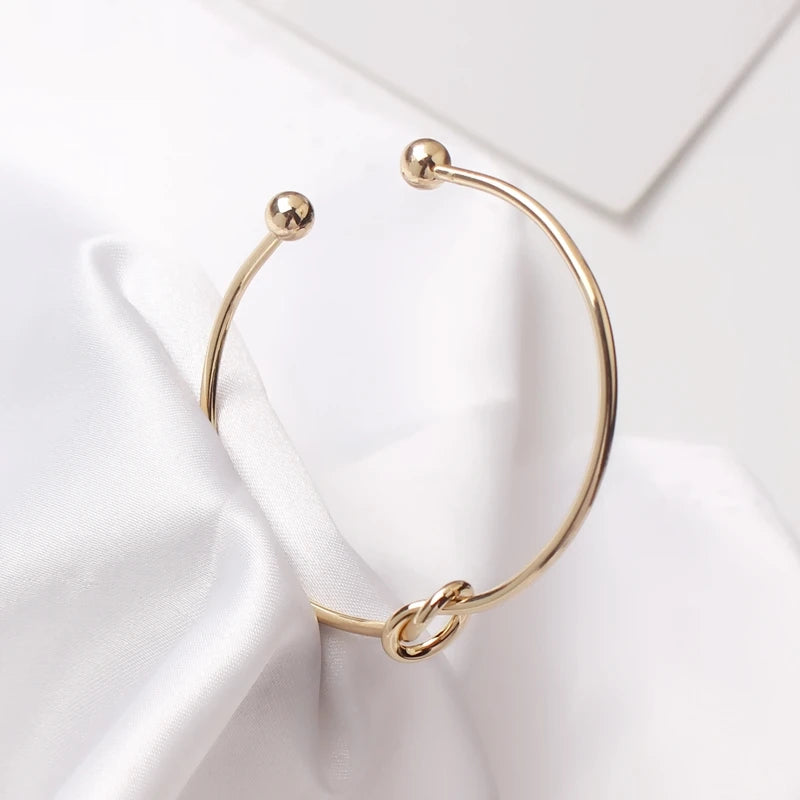 Elegant Gold Open Knot Cuff Bangle Bracelets For Women