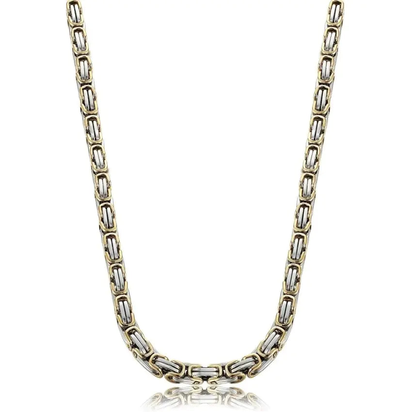 8MM 60CM Men's Byzantine Necklace in Gold Stainless Steel