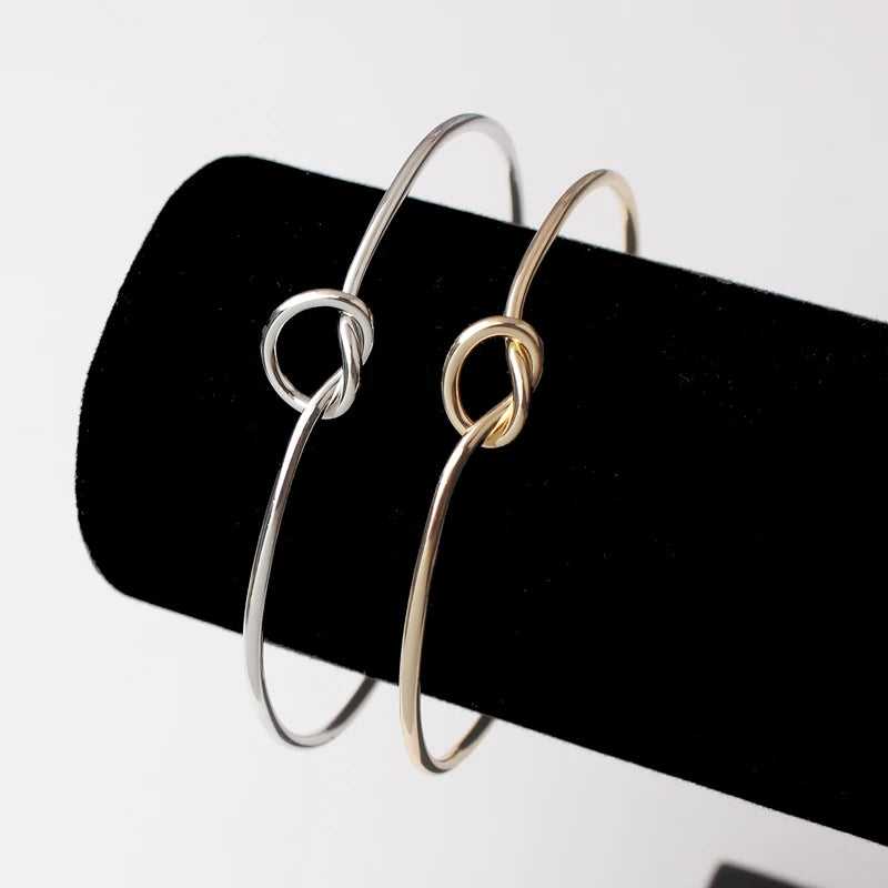 Elegant Gold Open Knot Cuff Bangle Bracelets For Women