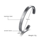 Vintage Retro Gray Stainless Steel Cuff Bracelet