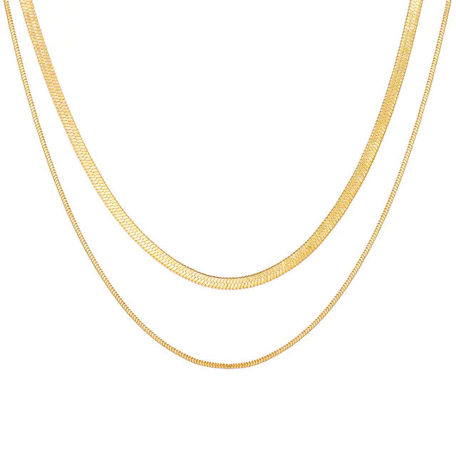 Gold Alloy Multi-Layered Snake Bone Women's Necklace