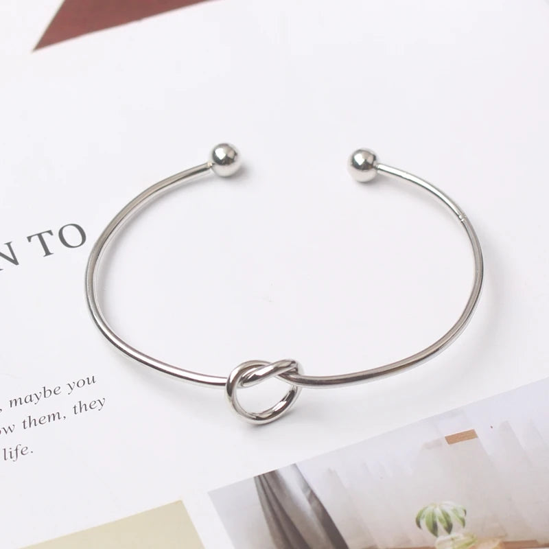 Elegant Gold Open Knot Cuff Bangle Bracelets For Women