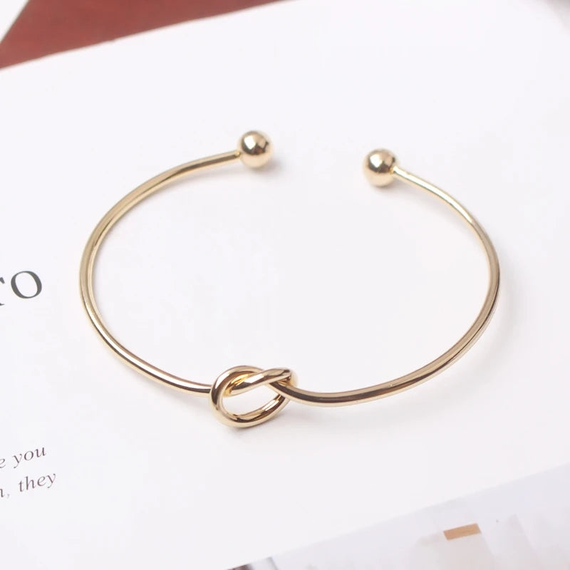 Elegant Gold Open Knot Cuff Bangle Bracelets For Women