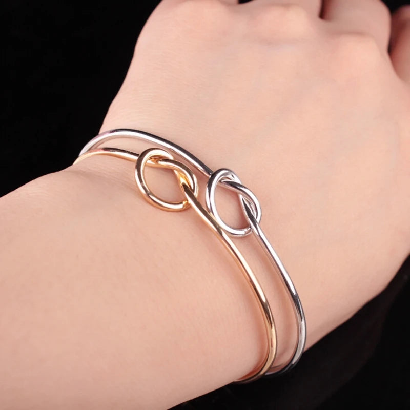 Elegant Gold Open Knot Cuff Bangle Bracelets For Women