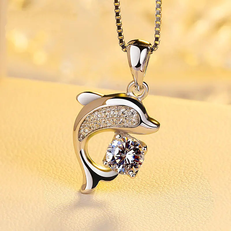 Women's Silver-Plated Dolphin Pendant Necklace
