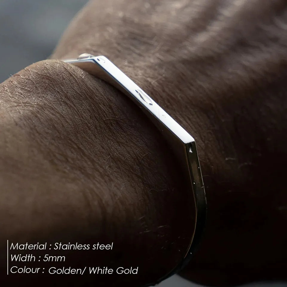 Geometric Stainless Steel Luxury Men's Cuff Bracelet