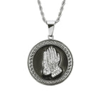 Men's Lion Head and Prayer Hand Pendant