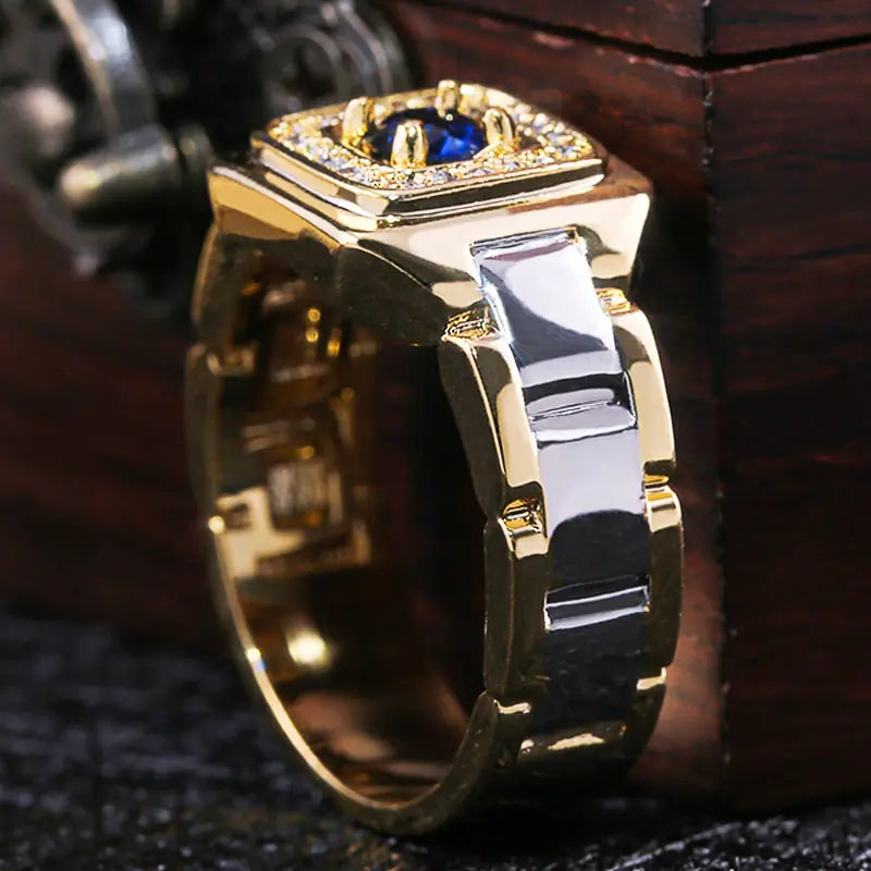 Sapphire Inlaid Ring for Men - Engagement Jewelry