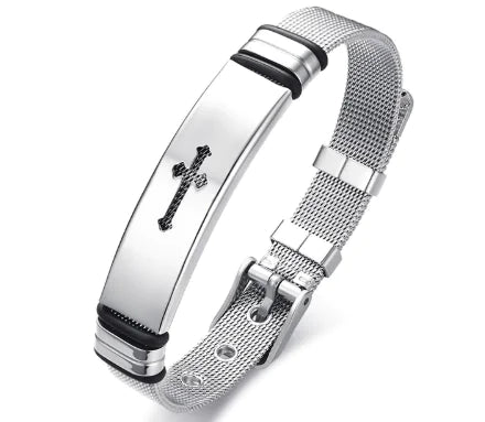 Titanium Steel Cross Bracelet for Men