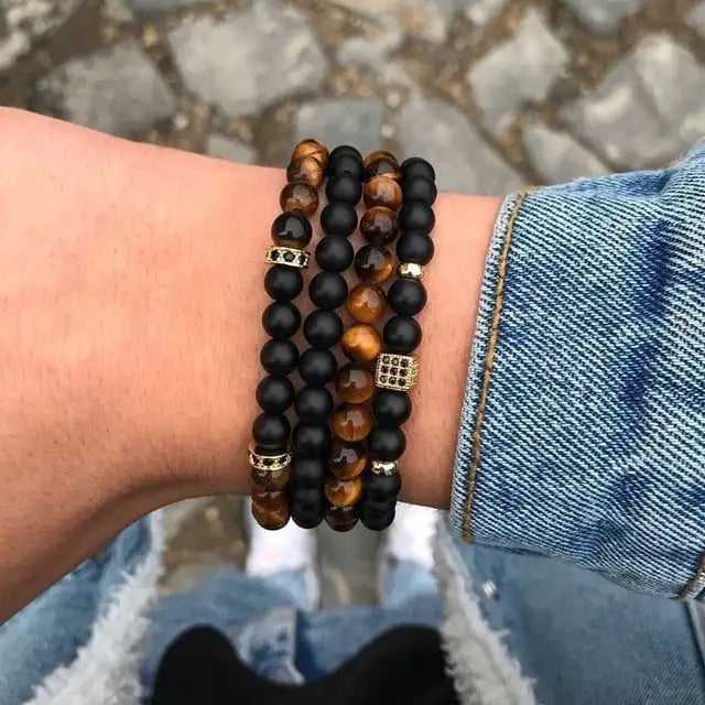 Handmade Zircon Beaded Men's Bracelet Sets