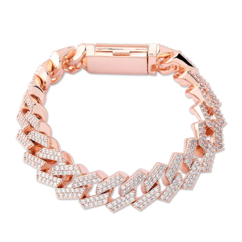 14mm Miami Cuban Link Zircon Rock Style Men's Bracelet