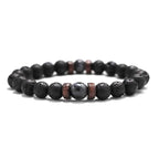 8mm Lava Stone & Wood Beaded Men's Bracelet