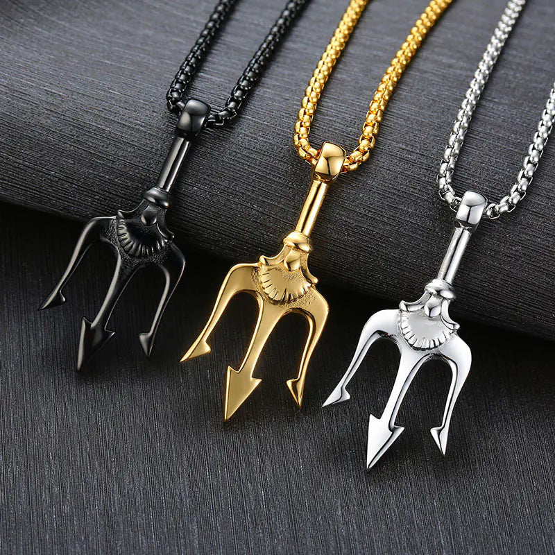Men's Triton Pendant Necklace in Titanium Steel