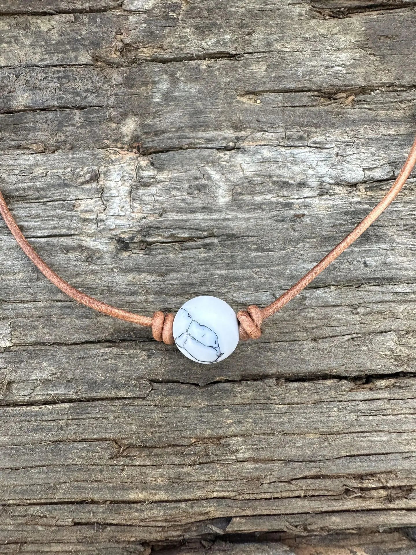 Natural Stone Turquoise Leather Woven Necklace