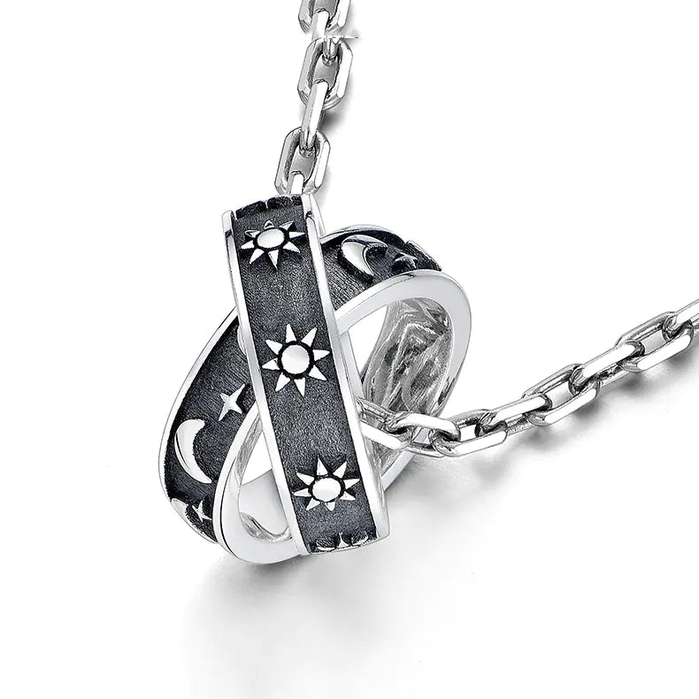 Men's Sun, Moon, and Star Pendant Necklace