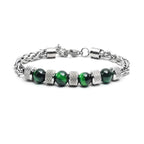 Tiger Eye Stone Beads Titanium Steel Chain Men's Bracelet