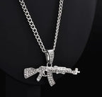 Men's Diamond-Encrusted Submachine Gun Chain Pendant