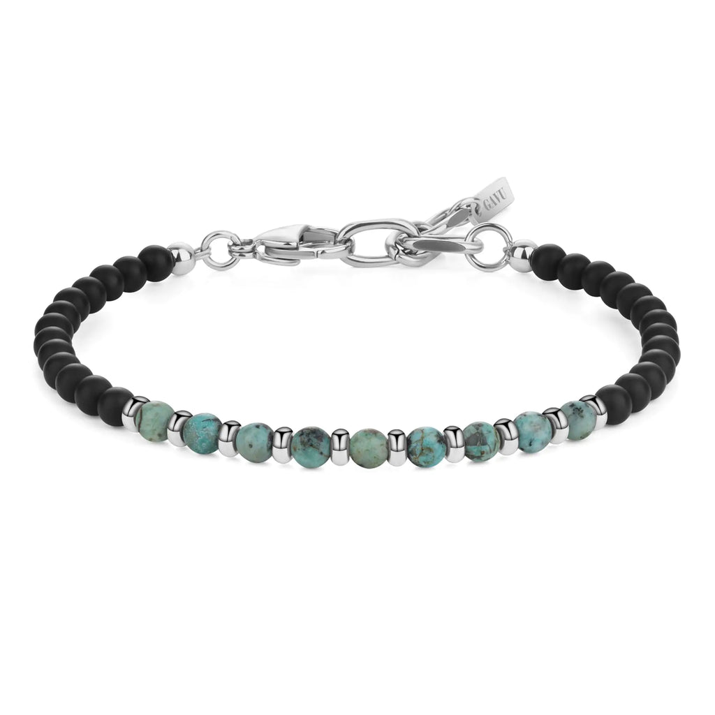 Sleek Matte Onyx Turquoise Beaded Bracelet