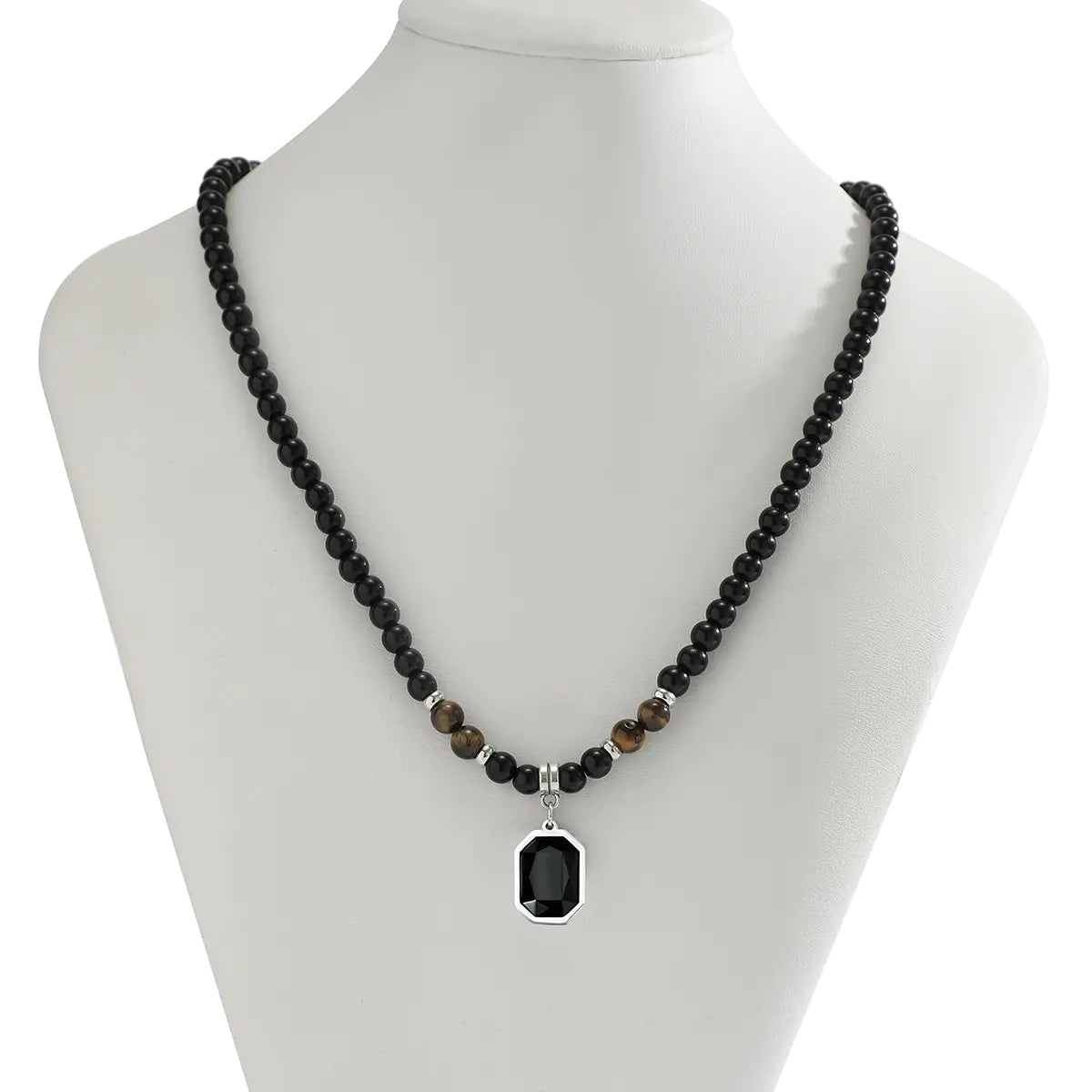 Men's Hip Hop Tiger Stone Beaded Necklace