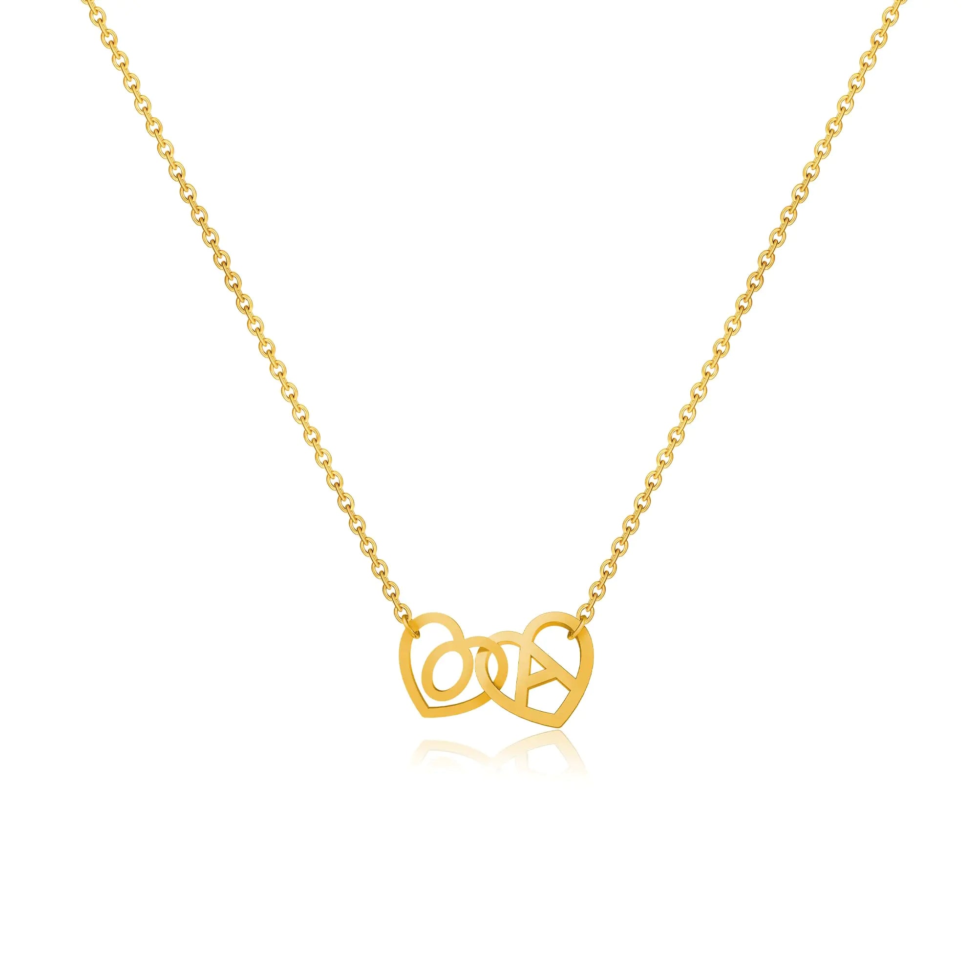 Dainty Heart Initial Gold Heart Pendant Necklace
