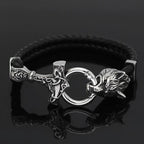 Wolf Metal Leather Chain Men's Bracelet