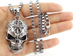 3D Skull Pendant Box Chain Men's Pendant