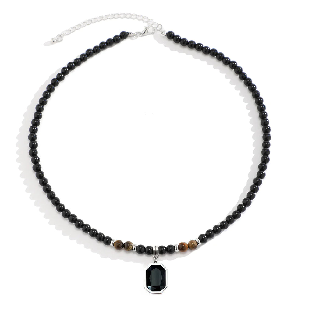 Men's Hip Hop Tiger Stone Beaded Necklace