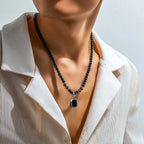 Men's Hip Hop Tiger Stone Beaded Necklace