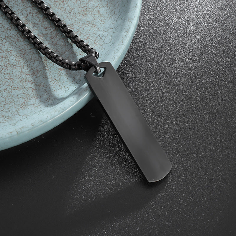 Men's Stainless Steel Rectangular Pendant Necklace