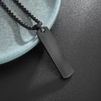 Men's Stainless Steel Rectangular Pendant Necklace