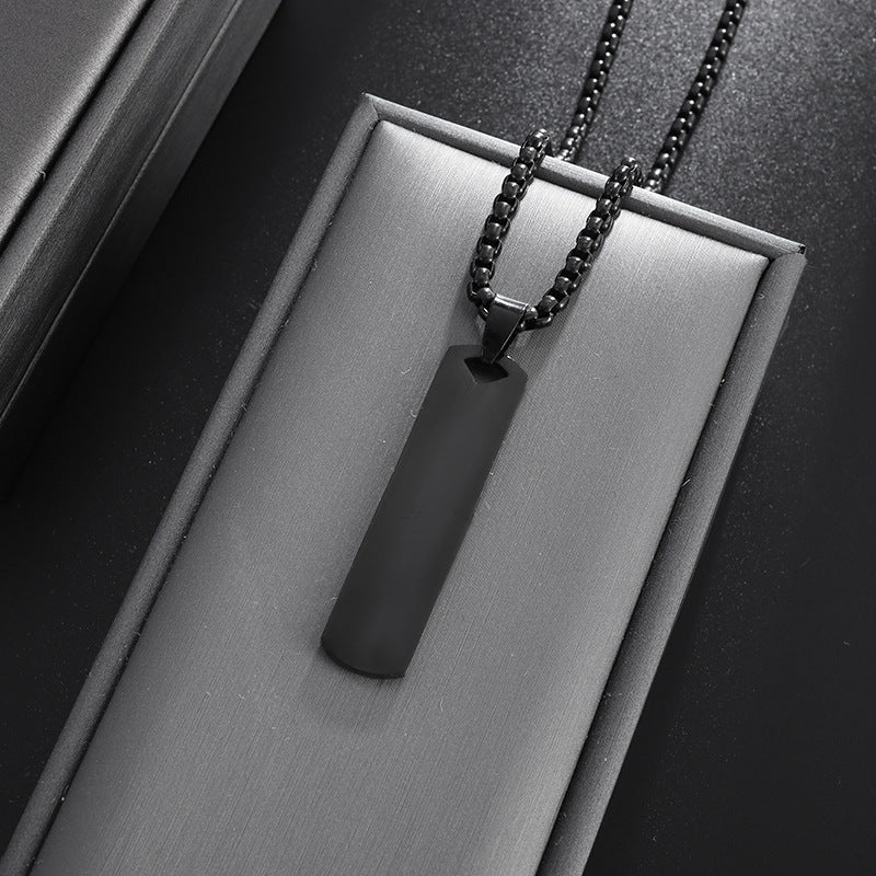 Men's Stainless Steel Rectangular Pendant Necklace
