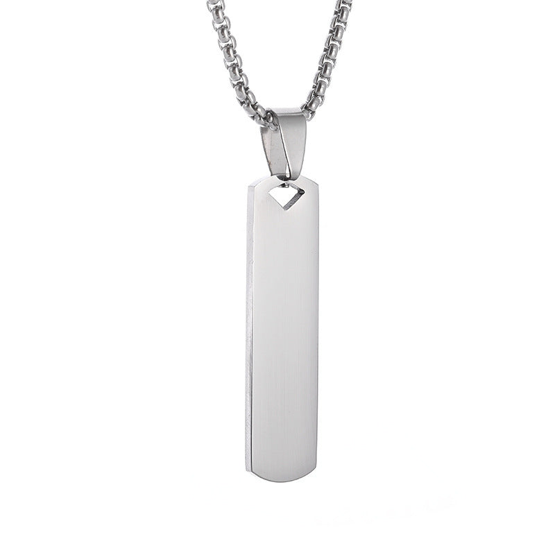 Men's Stainless Steel Rectangular Pendant Necklace