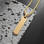 Men's Stainless Steel Rectangular Pendant Necklace