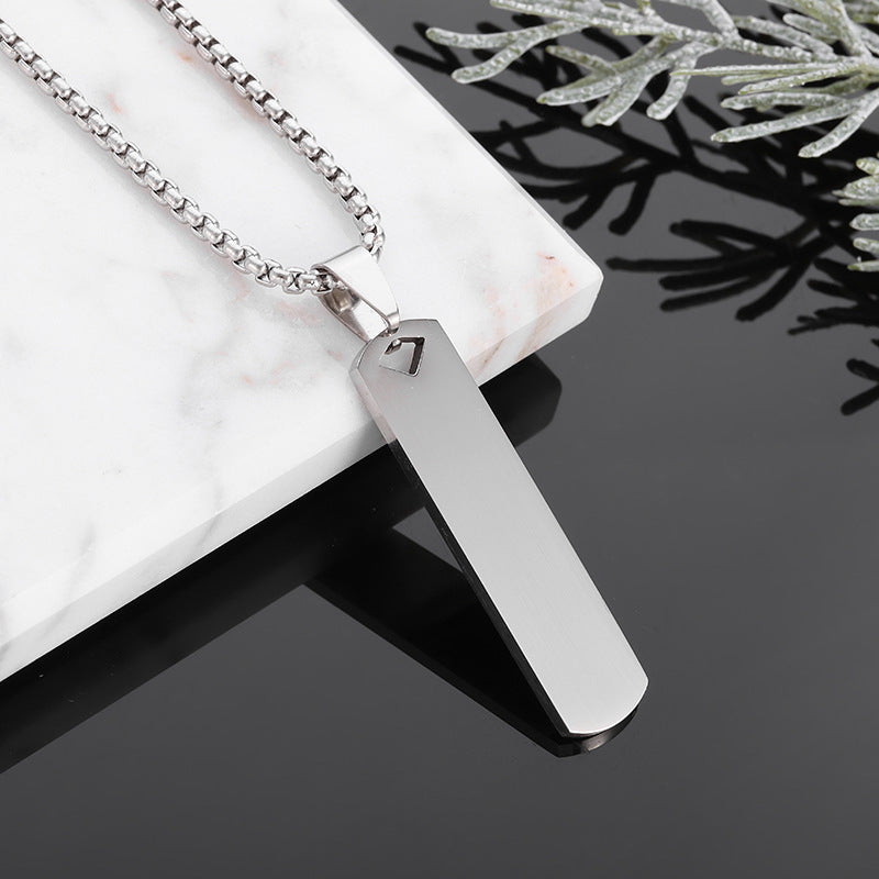 Men's Stainless Steel Rectangular Pendant Necklace
