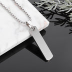 Men's Stainless Steel Rectangular Pendant Necklace